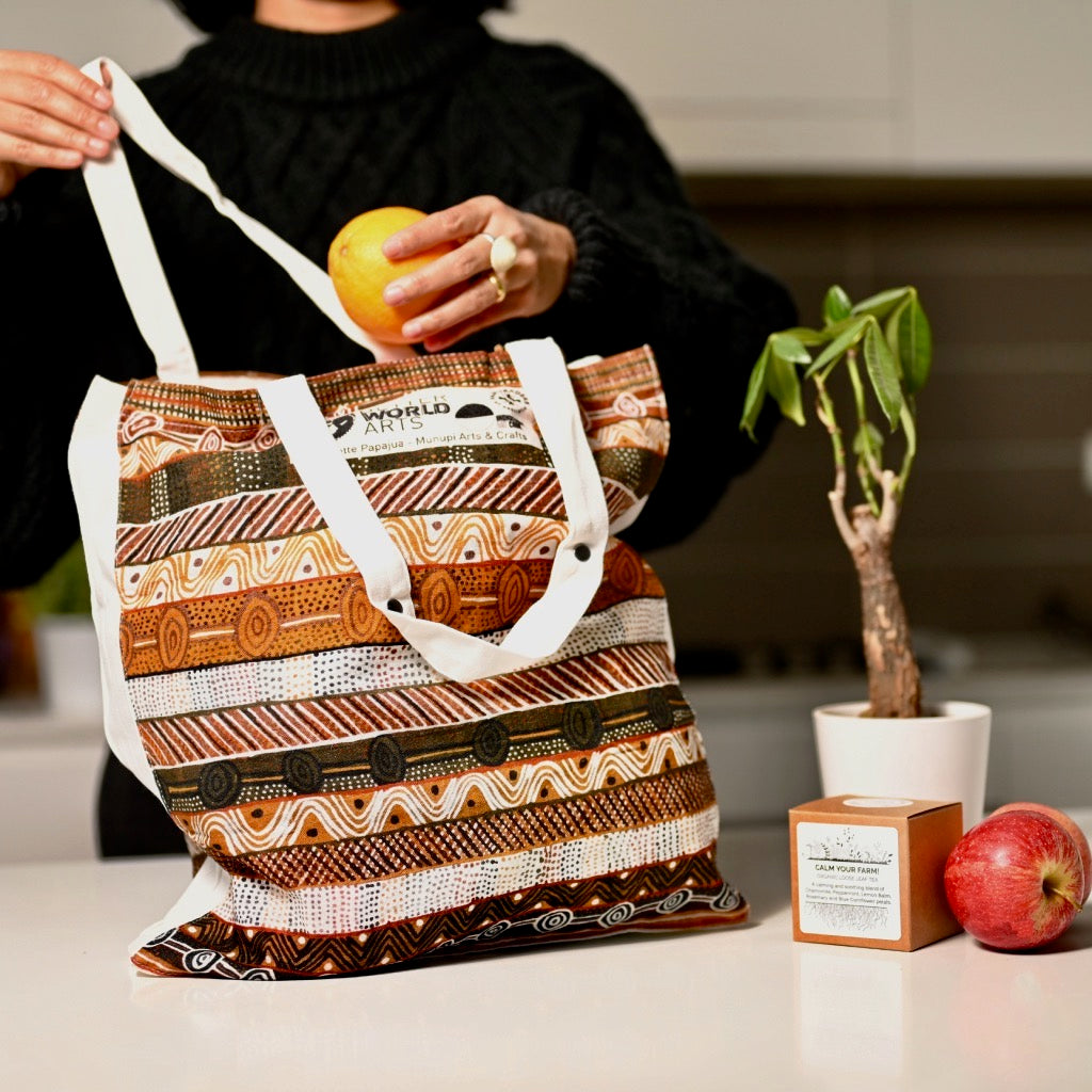 Art Eco Friendly Grocery Bags Hand Drawn Reusable Grocery Shopping