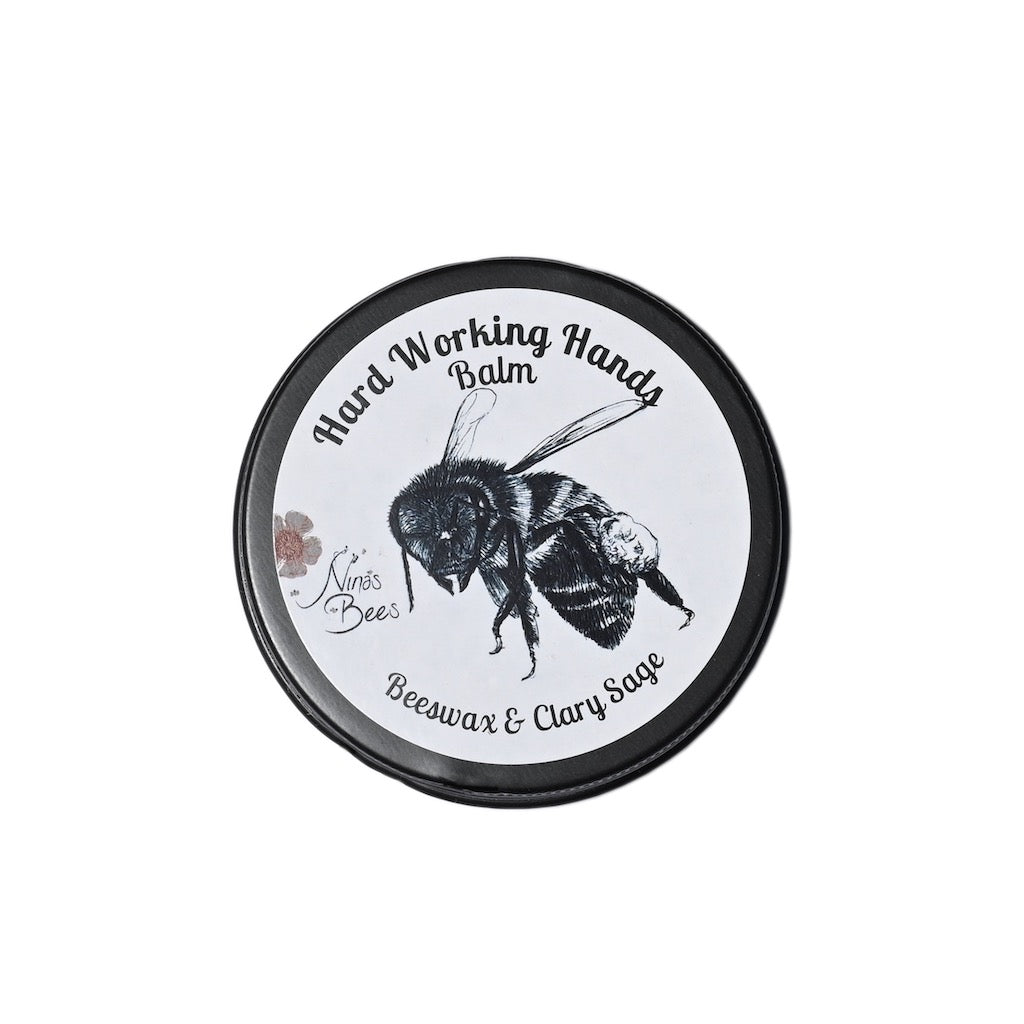 Award-winning hardworking hands balm by Nina&#39;s Bees. All natural handcream. Made in Australia. Hand cream that heals cracks and keeps skin soft and nourished.