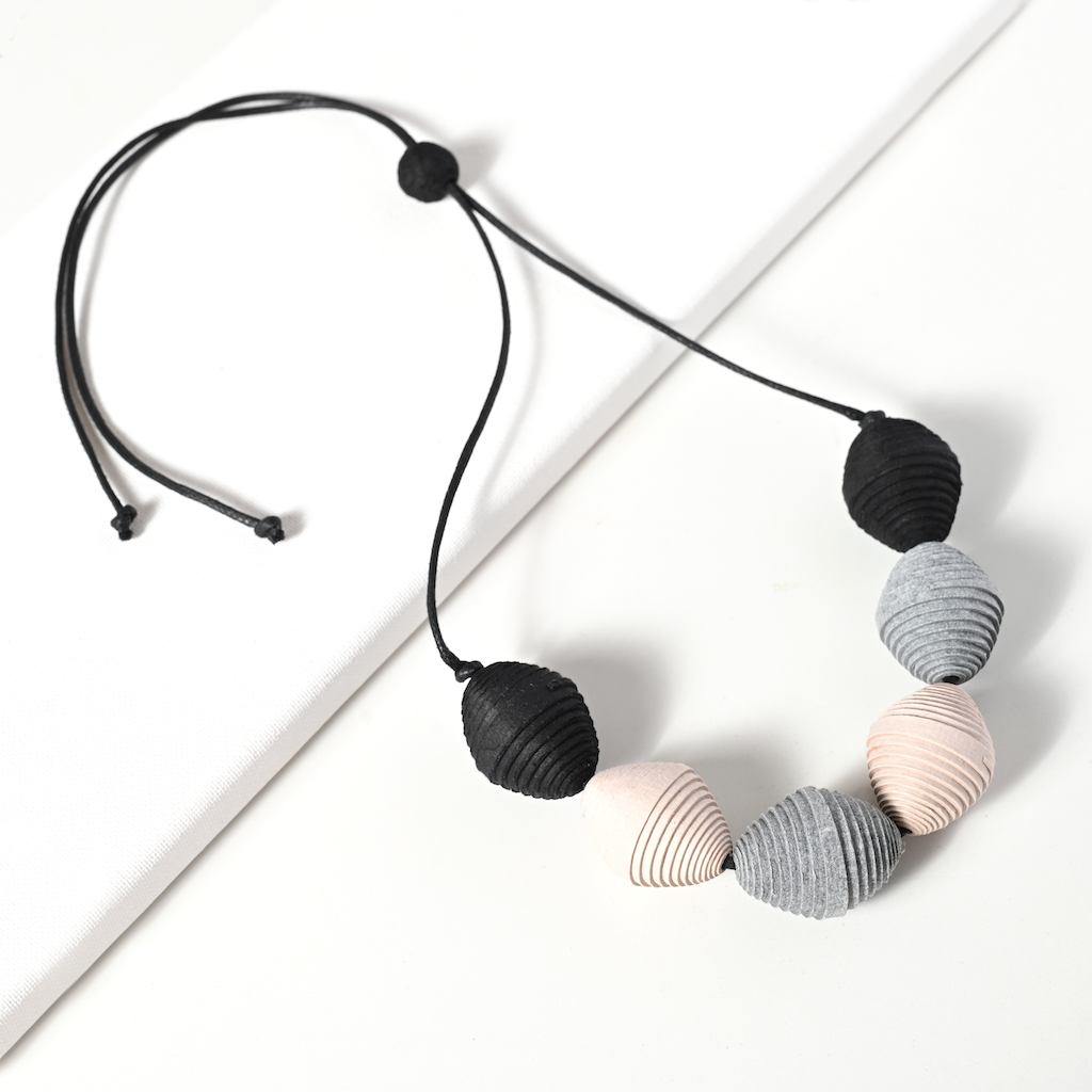 Gaby Necklace in Black and Smoke Grey