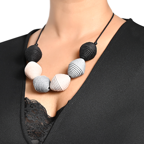Gaby Necklace in Black and Smoke Grey