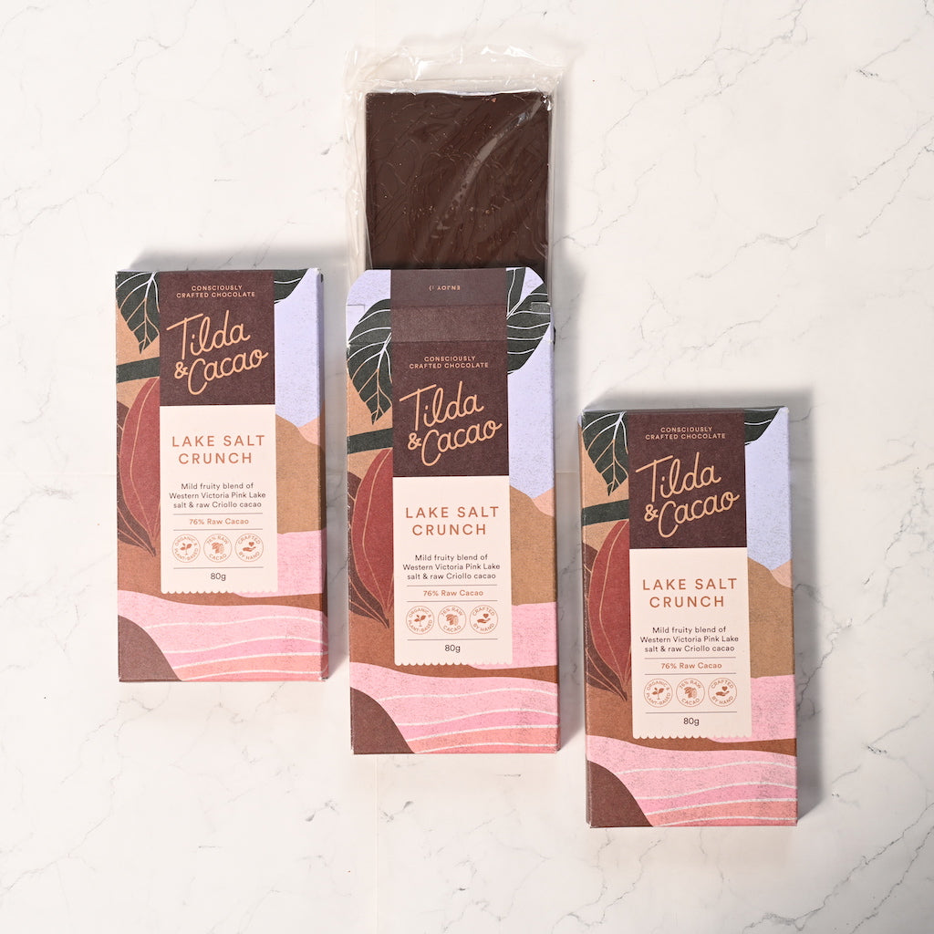 Lake Salt Crunch, Vegan, consciously crafted chocolate handmade in NSW