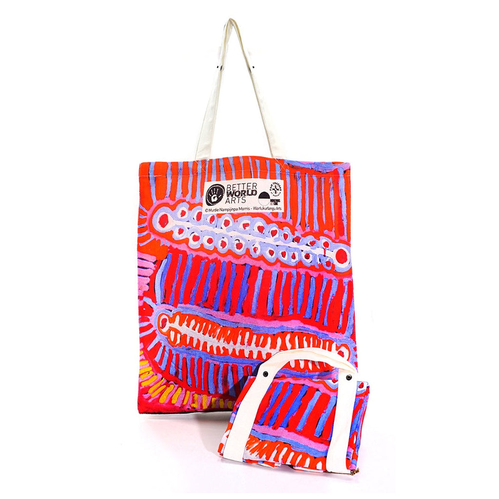 Aboriginal Art Reusable Shopping Bag. 100% cotton. Eco-friendly and fair traded. Made by better world arts.